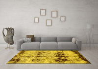 Machine Washable Abstract Yellow Modern Rug, wshabs2019yw