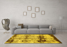 Machine Washable Abstract Yellow Modern Rug in a Living Room, wshabs2019yw