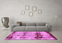 Machine Washable Abstract Pink Modern Rug, wshabs2019pnk