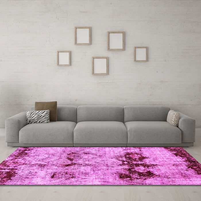 Machine Washable Abstract Pink Modern Rug in a Living Room, wshabs2019pnk