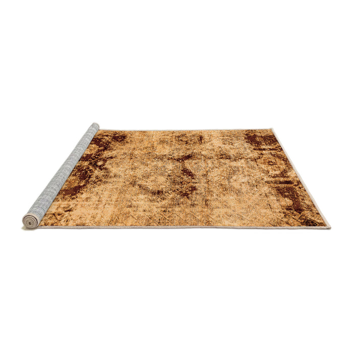 Sideview of Machine Washable Abstract Orange Modern Area Rugs, wshabs2019org