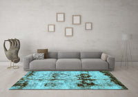 Machine Washable Abstract Light Blue Modern Rug, wshabs2019lblu