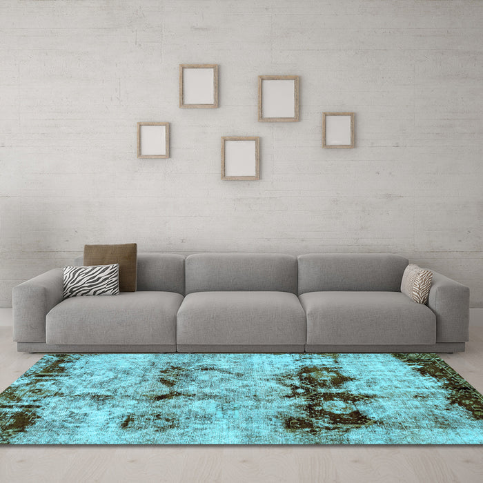 Machine Washable Abstract Light Blue Modern Rug in a Living Room, wshabs2019lblu