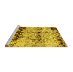 Sideview of Machine Washable Abstract Yellow Modern Rug, wshabs2019yw