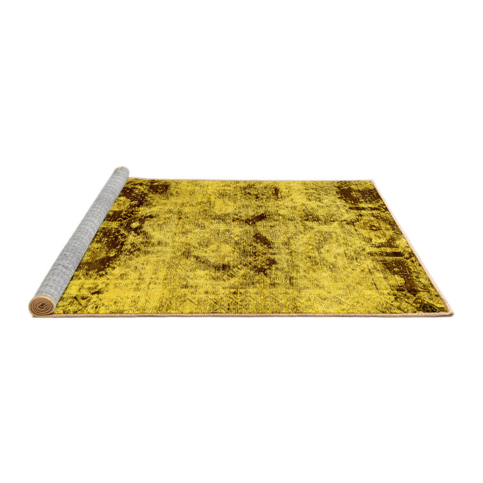 Sideview of Machine Washable Abstract Yellow Modern Rug, wshabs2019yw