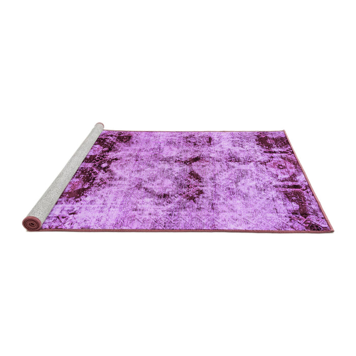 Sideview of Machine Washable Abstract Purple Modern Area Rugs, wshabs2019pur