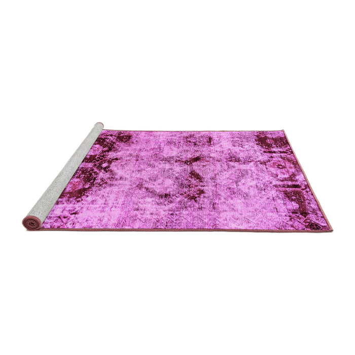 Sideview of Machine Washable Abstract Pink Modern Rug, wshabs2019pnk
