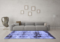 Machine Washable Abstract Blue Modern Rug, wshabs2019blu