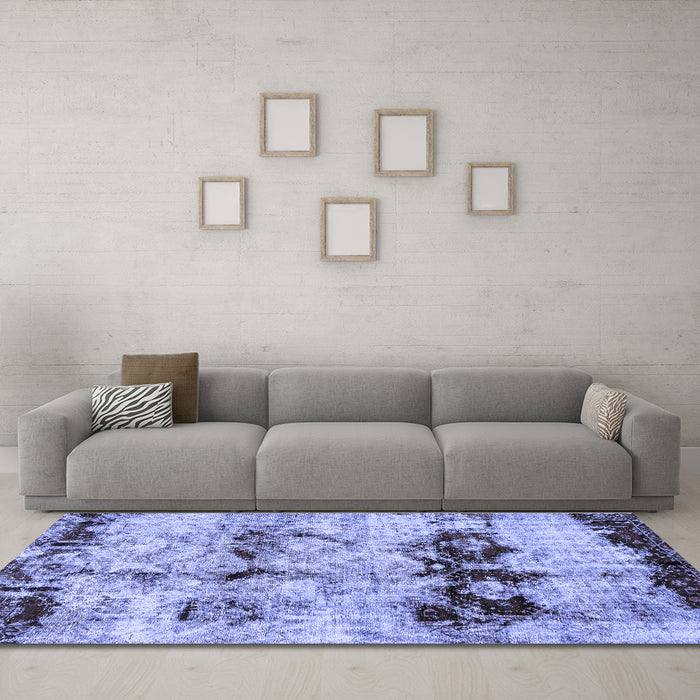 Machine Washable Abstract Blue Modern Rug in a Living Room, wshabs2019blu