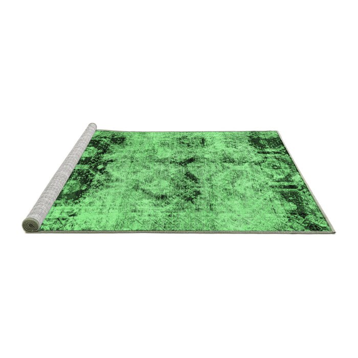 Sideview of Machine Washable Abstract Emerald Green Modern Area Rugs, wshabs2019emgrn