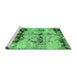 Sideview of Machine Washable Abstract Emerald Green Modern Area Rugs, wshabs2019emgrn