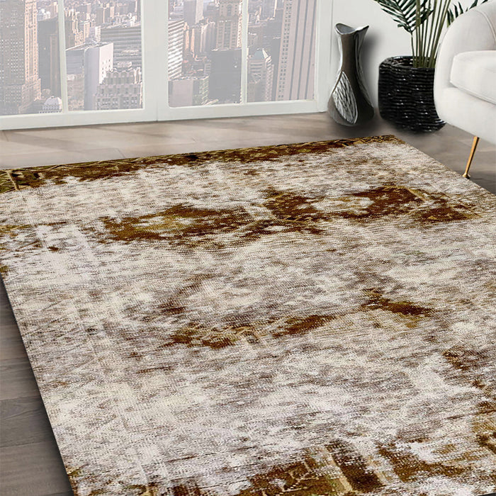 Machine Washable Abstract Desert Sand Beige Rug in a Family Room, wshabs2019
