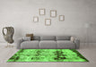 Machine Washable Abstract Green Modern Area Rugs in a Living Room,, wshabs2019grn