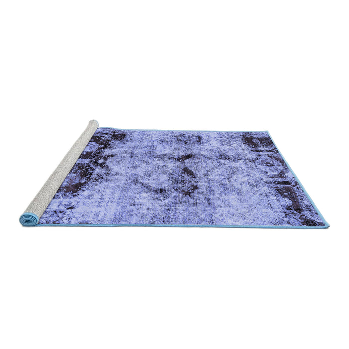 Sideview of Machine Washable Abstract Blue Modern Rug, wshabs2019blu