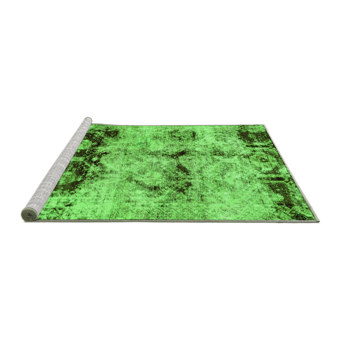 Sideview of Machine Washable Abstract Green Modern Area Rugs, wshabs2019grn