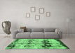 Machine Washable Abstract Emerald Green Modern Area Rugs in a Living Room,, wshabs2019emgrn