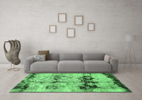 Machine Washable Abstract Emerald Green Modern Rug, wshabs2019emgrn