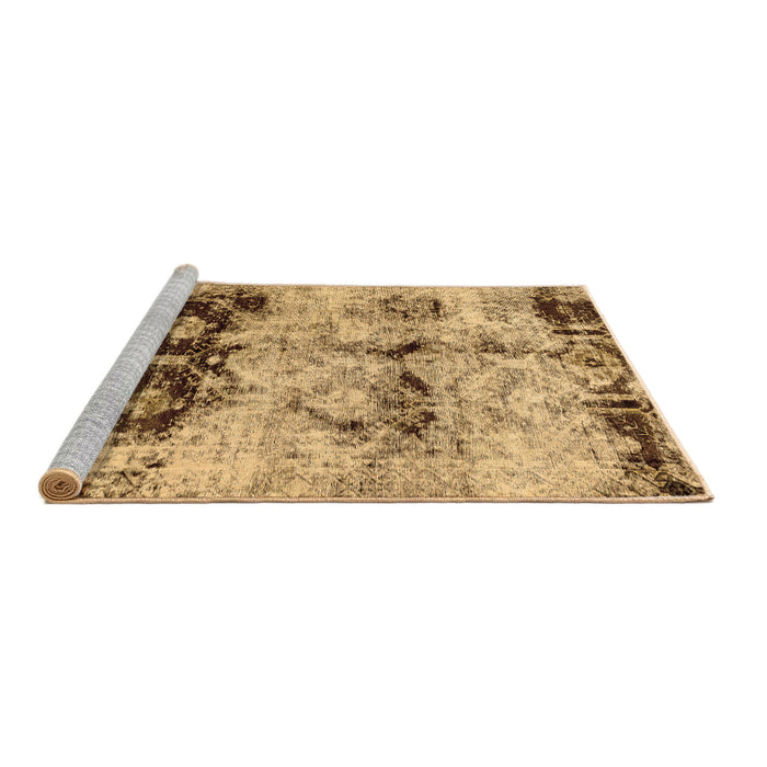 Sideview of Machine Washable Abstract Brown Modern Rug, wshabs2019brn