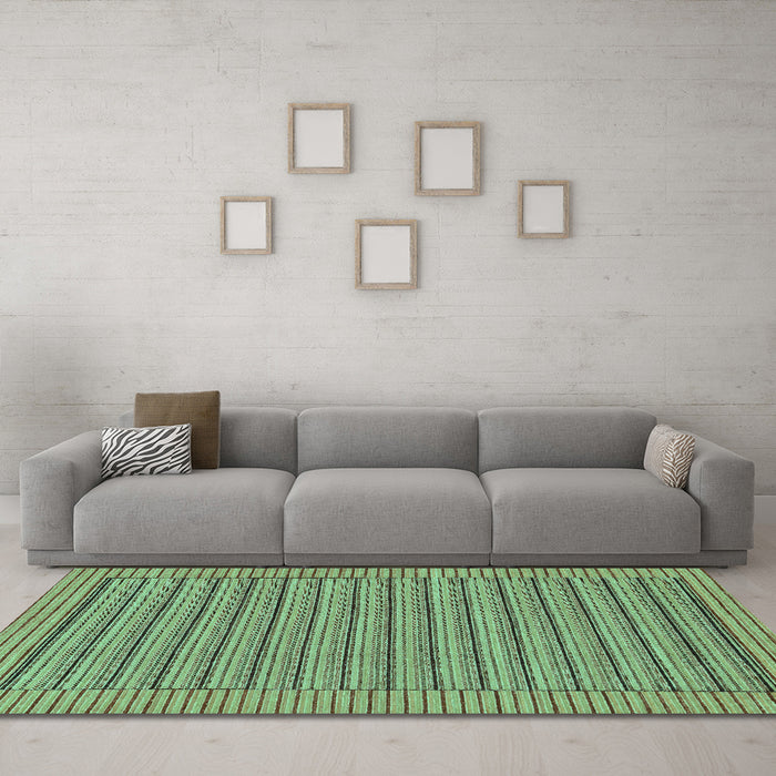Machine Washable Abstract Turquoise Modern Area Rugs in a Living Room,, wshabs201turq