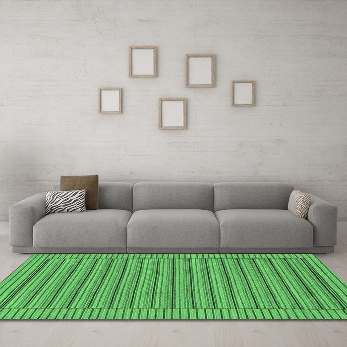 Machine Washable Abstract Emerald Green Modern Area Rugs in a Living Room,, wshabs201emgrn