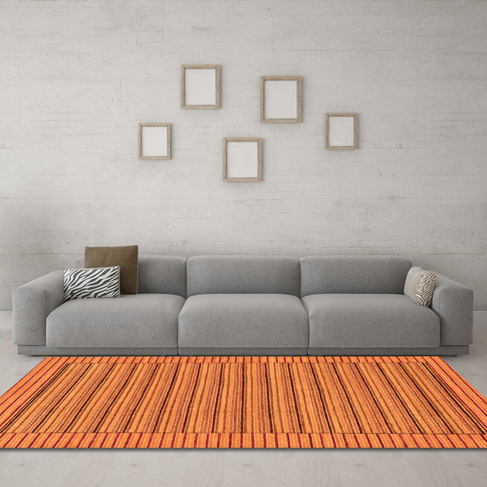 Machine Washable Abstract Orange Modern Area Rugs in a Living Room, wshabs201org