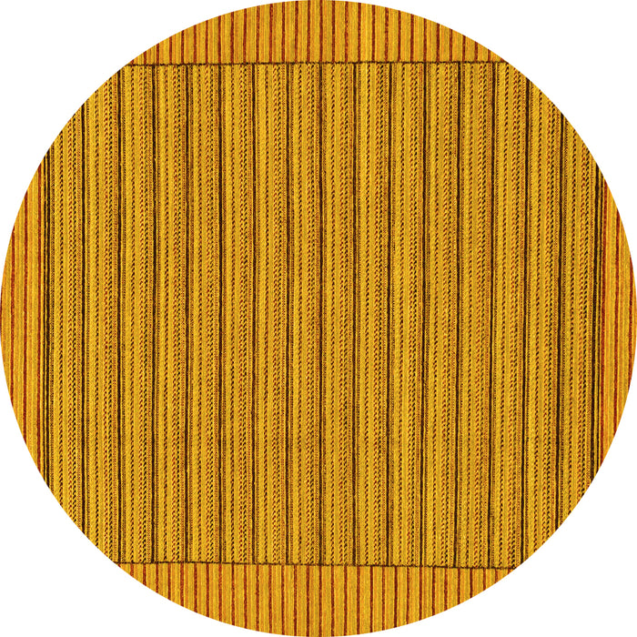 Round Machine Washable Abstract Yellow Modern Rug, wshabs201yw