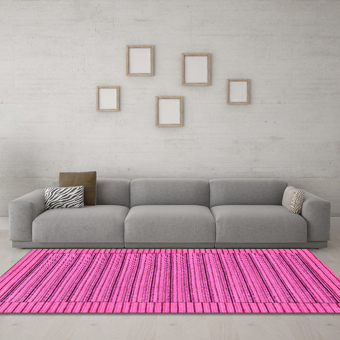 Machine Washable Abstract Pink Modern Rug in a Living Room, wshabs201pnk