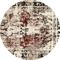 Round Abstract Wheat Beige Modern Rug, abs2020