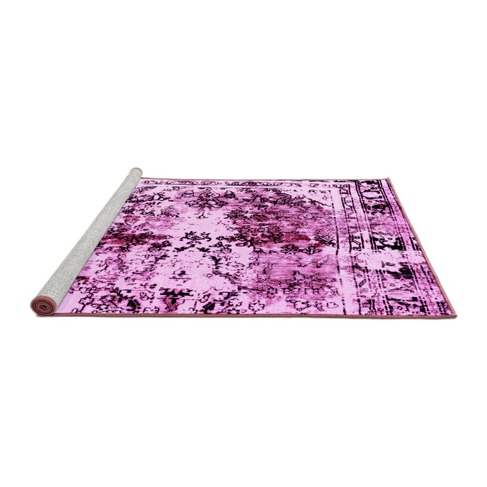 Sideview of Machine Washable Abstract Pink Modern Rug, wshabs2020pnk
