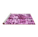 Sideview of Machine Washable Abstract Pink Modern Rug, wshabs2020pnk