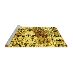 Sideview of Machine Washable Abstract Yellow Modern Rug, wshabs2020yw