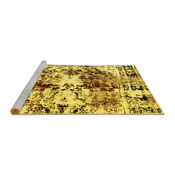 Sideview of Machine Washable Abstract Yellow Modern Rug, wshabs2020yw
