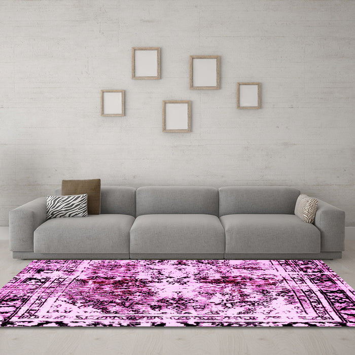 Machine Washable Abstract Pink Modern Rug in a Living Room, wshabs2020pnk
