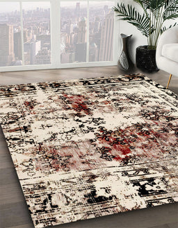 Abstract Wheat Beige Modern Rug in Family Room, abs2020