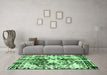 Machine Washable Abstract Emerald Green Modern Area Rugs in a Living Room,, wshabs2020emgrn