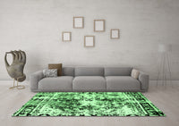 Machine Washable Abstract Emerald Green Modern Rug, wshabs2020emgrn