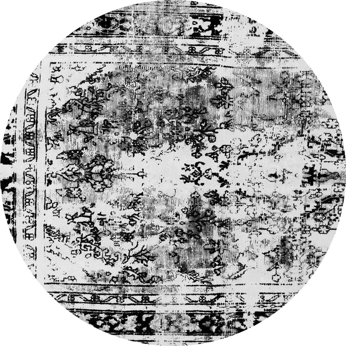 Round Machine Washable Abstract Gray Modern Rug, wshabs2020gry