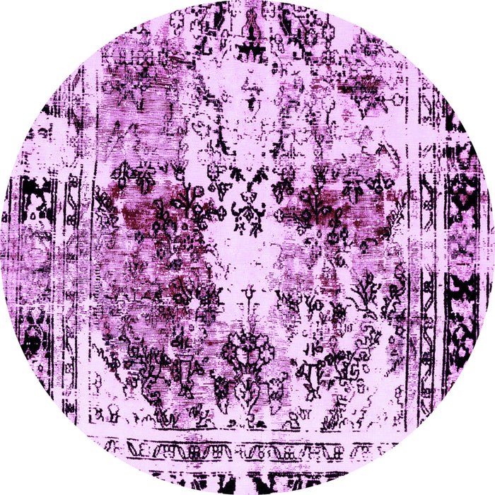 Round Abstract Purple Modern Rug, abs2020pur