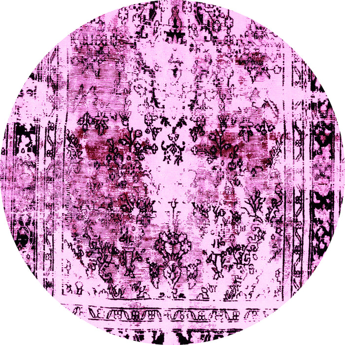 Round Abstract Pink Modern Rug, abs2020pnk