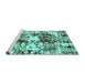 Sideview of Machine Washable Abstract Turquoise Modern Area Rugs, wshabs2020turq