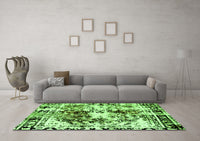 Machine Washable Abstract Green Modern Rug, wshabs2020grn