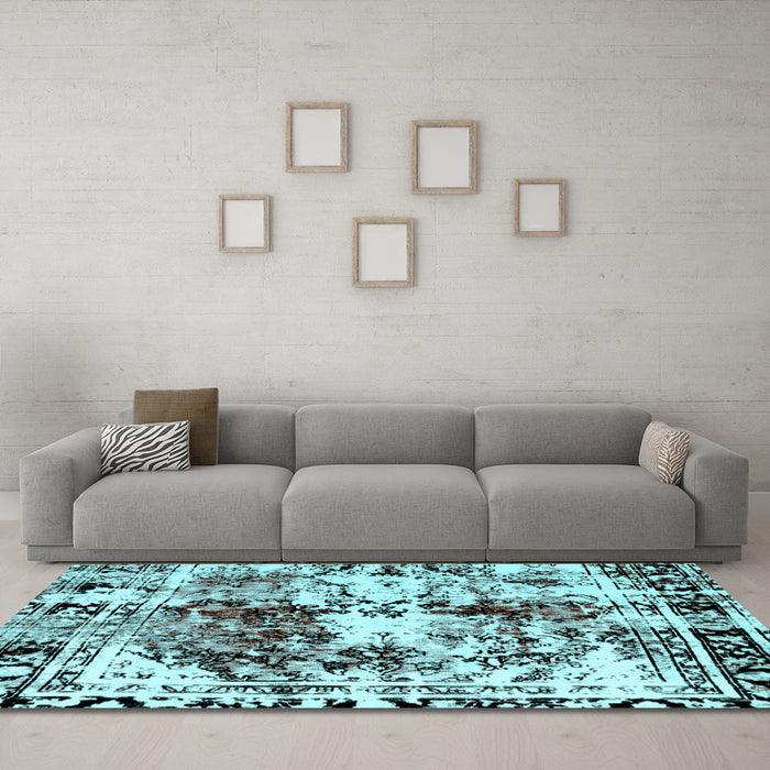 Machine Washable Abstract Light Blue Modern Rug in a Living Room, wshabs2020lblu