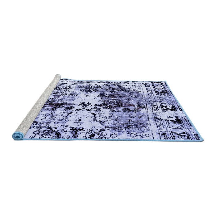 Sideview of Machine Washable Abstract Blue Modern Rug, wshabs2020blu