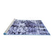 Sideview of Machine Washable Abstract Blue Modern Rug, wshabs2020blu