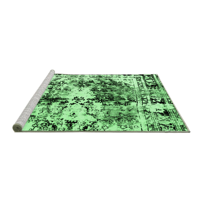 Sideview of Machine Washable Abstract Emerald Green Modern Area Rugs, wshabs2020emgrn
