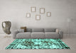 Machine Washable Abstract Turquoise Modern Area Rugs in a Living Room,, wshabs2020turq