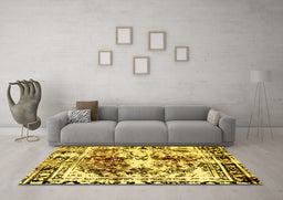 Machine Washable Abstract Yellow Modern Rug in a Living Room, wshabs2020yw