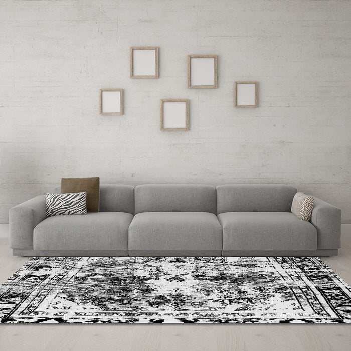Machine Washable Abstract Gray Modern Rug in a Living Room,, wshabs2020gry