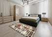 Abstract Wheat Beige Modern Rug in a Bedroom, abs2020