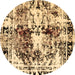 Round Abstract Brown Modern Rug, abs2020brn